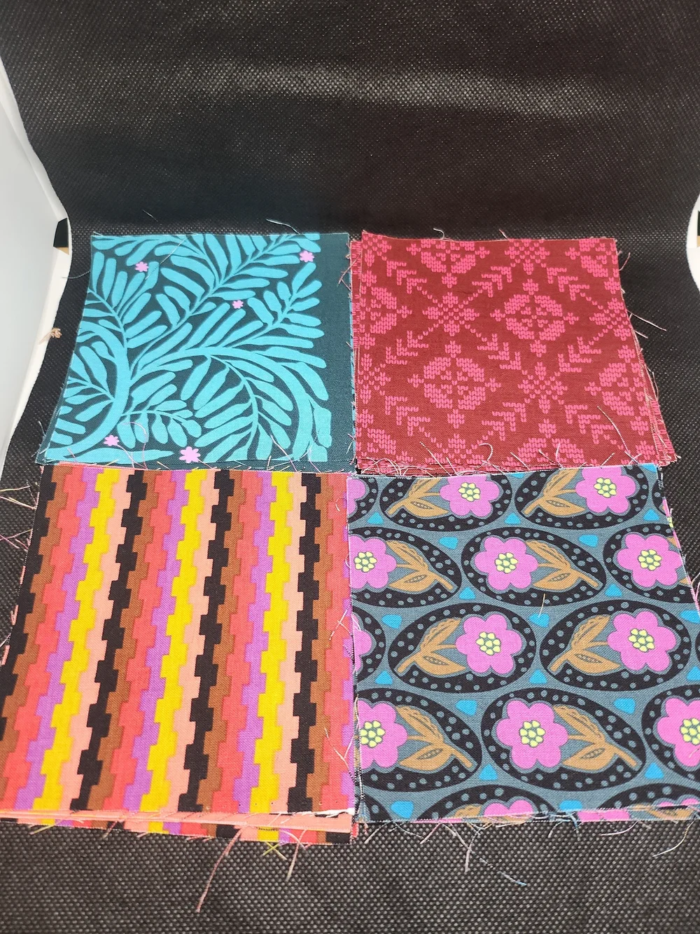Floral & Geometric Print Cotton Skirt - Pink, Turquoise, Multi